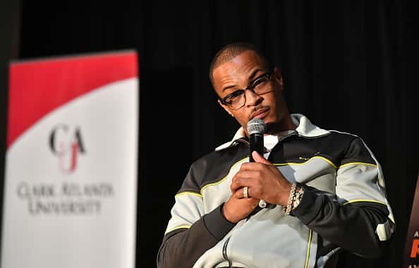 T.I. speaks onstage during Netflix Presents Rhythm+Flow Atlanta screening at Clark Atlanta University on October 08