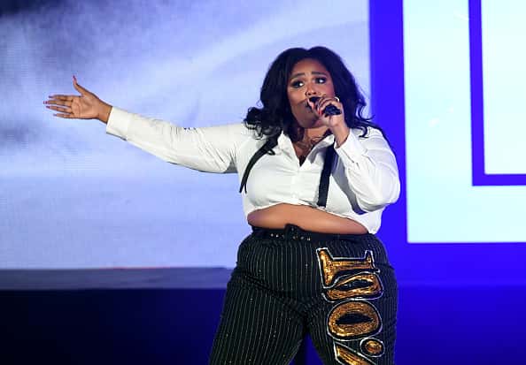 Lizzo on stage performing