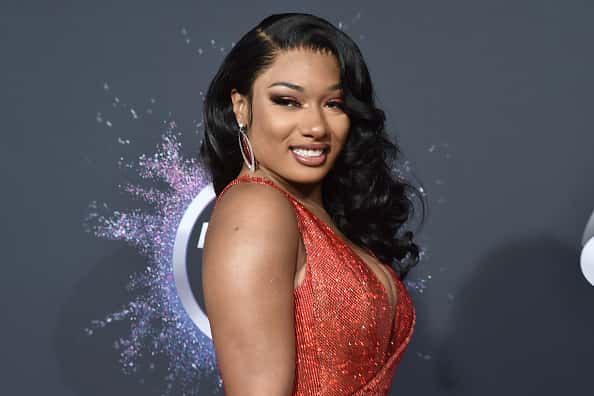 Megan Thee Stallion attends 47th Annual AMA Awards - Arrivals at Microsoft Theater on November 24