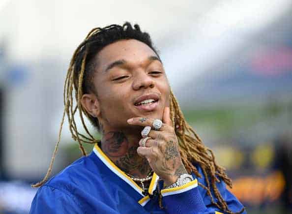 Rapper Swae Lee who will perform during the halftime before the Seattle Seahawks and Los Angeles Rams football game poses at Los