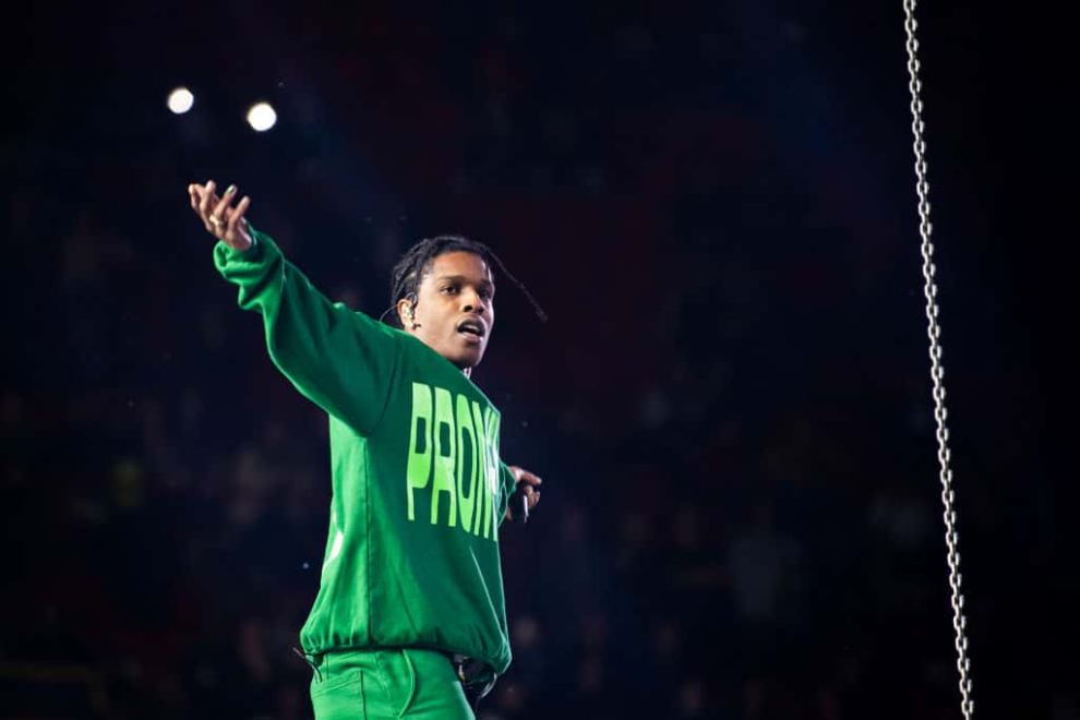 A$AP rocky wearing a green hoodie