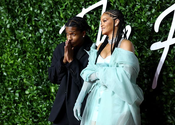 Rihanna (R) and ASAP Rocky arrive at The Fashion Awards 2019 held at Royal Albert Hall on December 02