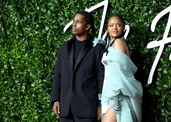 Rihanna (R) and ASAP Rocky arrive at The Fashion Awards 2019 held at Royal Albert Hall on December 02