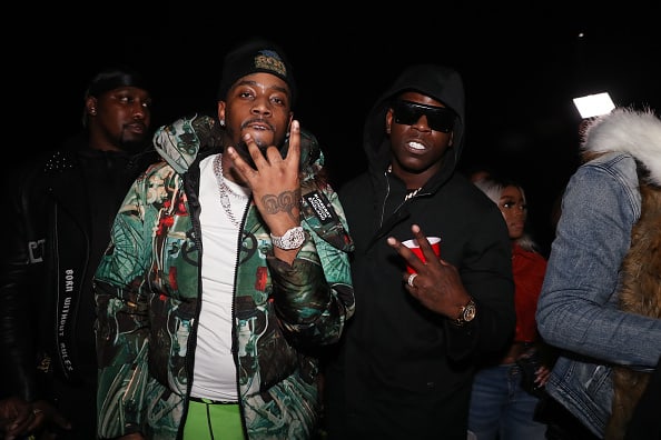 Fivio Foreign (L) and Casanova attend D'usse Palooza at Barclays Center on December 13