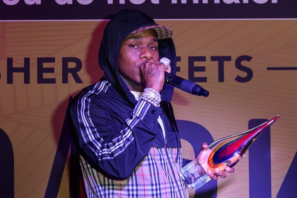 Jonathon Lyndale Kirk also known by his stage name Dababy speaks on stage during the Swisher Sweets Spark Party at E11EVEN Miami on January 30