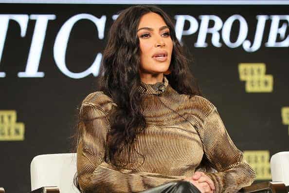 Kim Kardashian West of "The Justice Project" speaks onstage during the 2020 Winter TCA Tour Day 12 at The Langham Huntington
