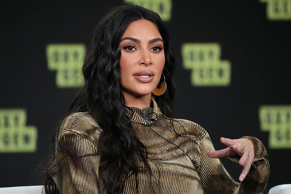 Kim Kardashian West of 'The Justice Project' speaks onstage during the 2020 Winter TCA Tour Day 12 at The Langham Huntington