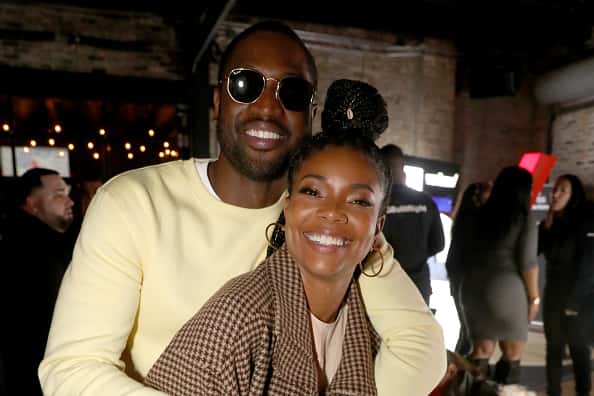 Dwyane Wade and Gabrielle Union attend Stance Spades At NBA All-Star 2020 at City Hall on February 15