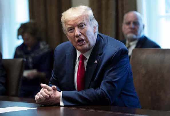 U.S. President Donald Trump speaks during a meeting with nurses at the White House in Washington