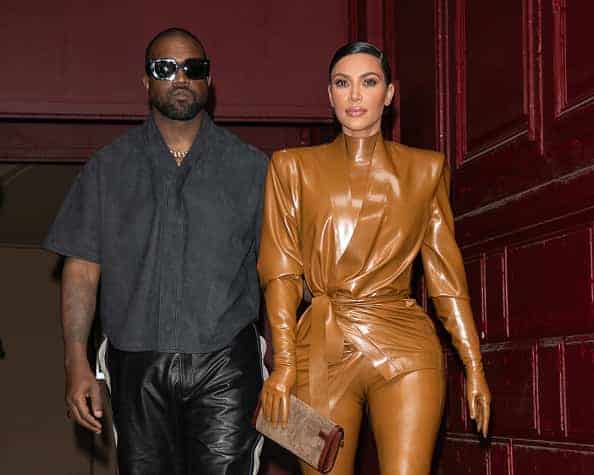 Kim Kardashian West and husband Kanye West leave K.West's Sunday Service At Theatre Des Bouffes Du Nord - Paris Fashion Week Womenswear Fall/Winter 2020/2021 on March 01