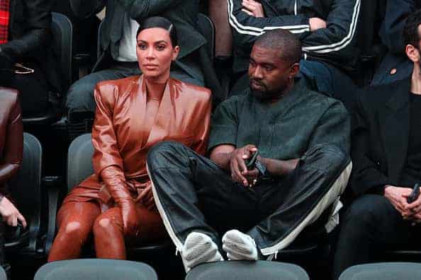 (EDITORIAL USE ONLY) Kim Kardashian and Kanye West attend the Balenciaga show as part of the Paris Fashion Week Womenswear Fall/Winter 2020/2021 on March 01
