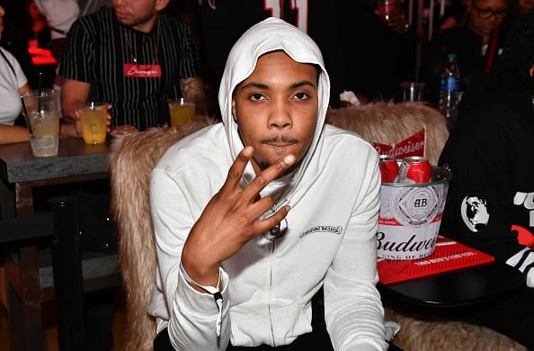 Rapper G Herbo attends New York Knicks vs Atlanta Hawks game at State Farm Arena on March 11