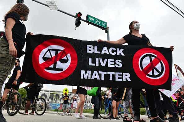 Protesters demonstrate against police brutality on June 5