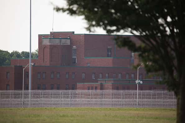 View of a perimeter outside the Terre Haute Federal Correctional Complex where death row inmate Wesley Ira Purkey was scheduled to be executed by lethal injection. Purkey's execution scheduled for 7 p.m.