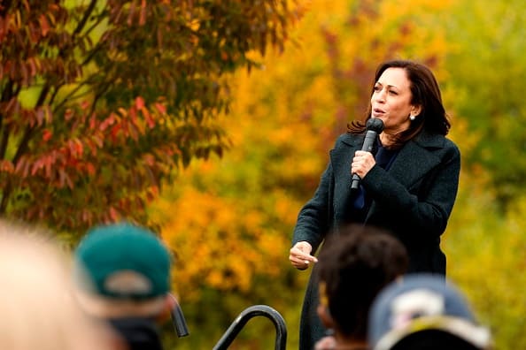 Democratic Vice Presidential Nominee Senator Kamala Harris (D-CA) during a campaign stop at the Troy Community Center on October 25