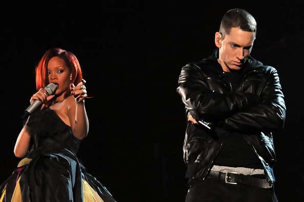 Rihanna and emeinie on stage