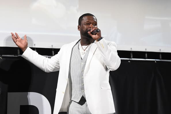 Curtis "50 Cent" Jackson speaks onstage at the Hamptons premiere of "POWER BOOK II: GHOST" presented by STARZ & Curtis "50 Cent" Jackson on September 05