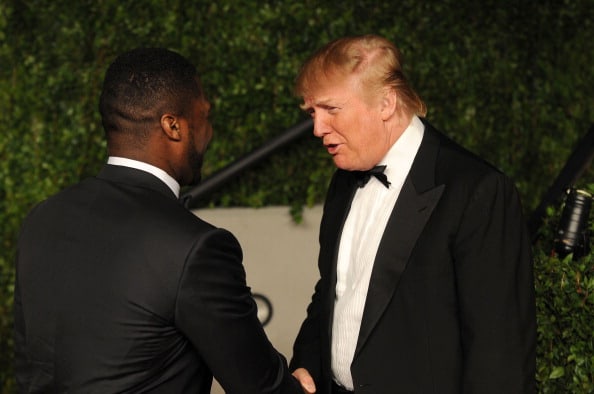 50 Cent and Donald Trump arrive at the Vanity Fair Oscar party hosted by Graydon Carter held at Sunset Tower on February 27