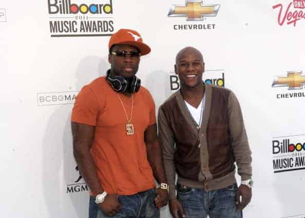 Rapper 50 Cent and boxer Floyd Mayweather Jr. arrive at the 2011 Billboard Music Awards at the MGM Grand Garden Arena May 22