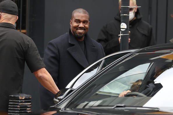 Kanye West seen leaving Michiko Sushino restaurant with his daughter North West in Queen's Park on October 10