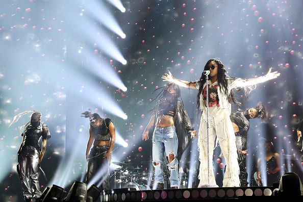 H.E.R. performs onstage at the BET Awards 2021 at Microsoft Theater on June 27