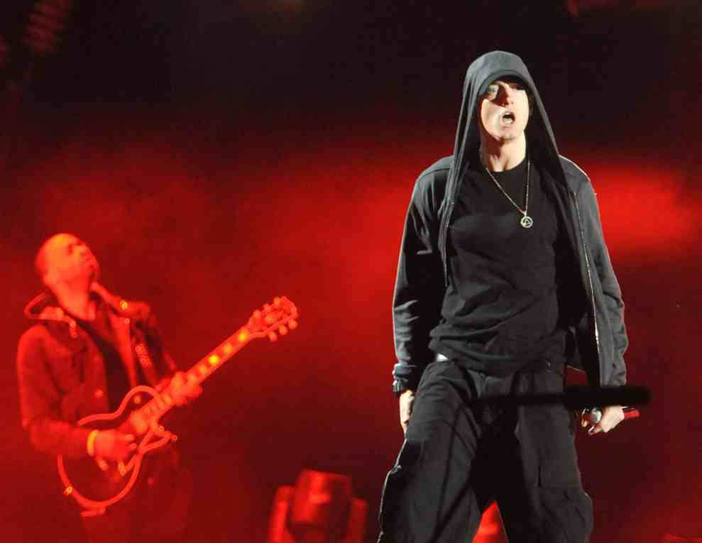 Eminem wearing all black on Stage