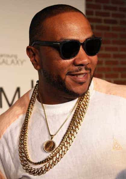 Timbaland attends the 'Magna Carta Holy Grail' album release party at Pier 41 - Liberty Warehouse on July 3