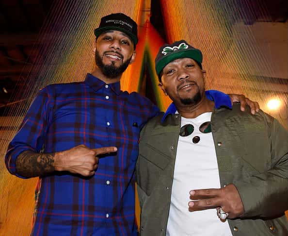 Recording artists Swizz Beatz and Timbaland attend The Dean Collection X BACARDI Untameable House Party on December 4