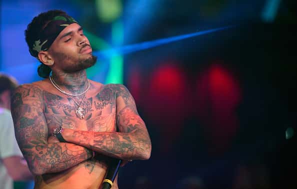 Singer Chris Brown performs at Drai's Beach Club - Nightclub at the Cromwell Las Vegas