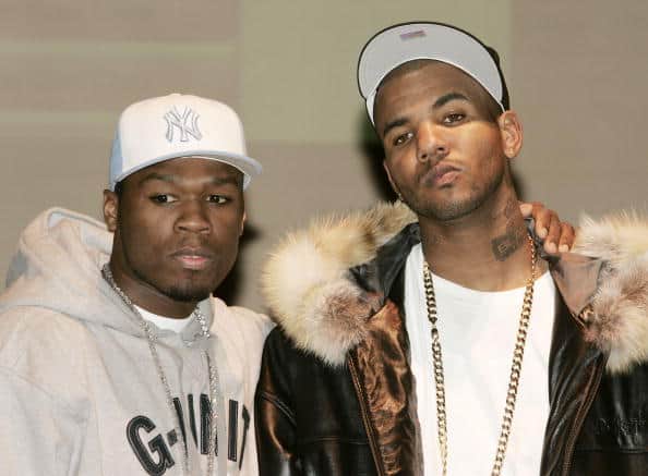 Rappers 50 Cent and The Game make an appearance at the Schomburg Center For Research in Black Culture to announce they will put their differences aside and make amends on March 9