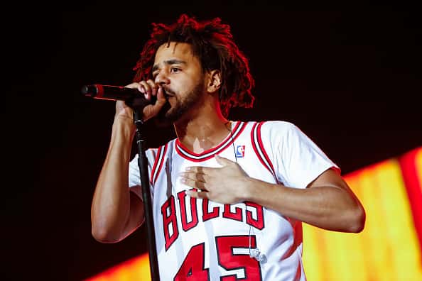 CHICAGO - JUL 28: Recording artist J. Cole performs on day one of Lollapalooza on July 28