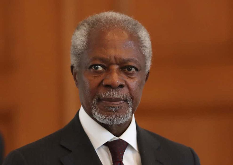 Kofi Annan headshot photo in a dark colored suit