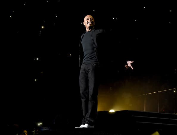 Dr. Dre of N.W.A. speaks onstage at the 31st Annual Rock And Roll Hall Of Fame Induction Ceremony at Barclays Center of Brooklyn on April 8