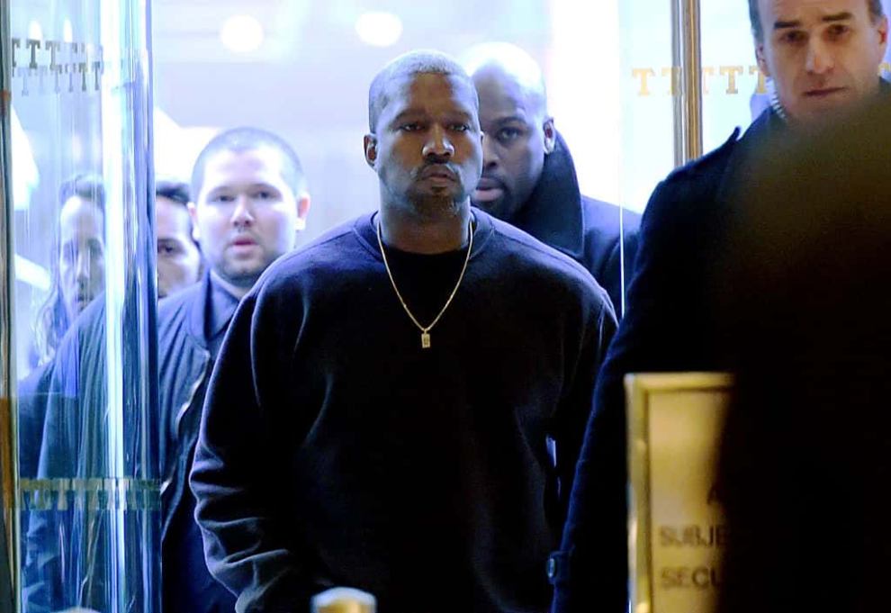Kanye West arrives at Trump Tower December 13