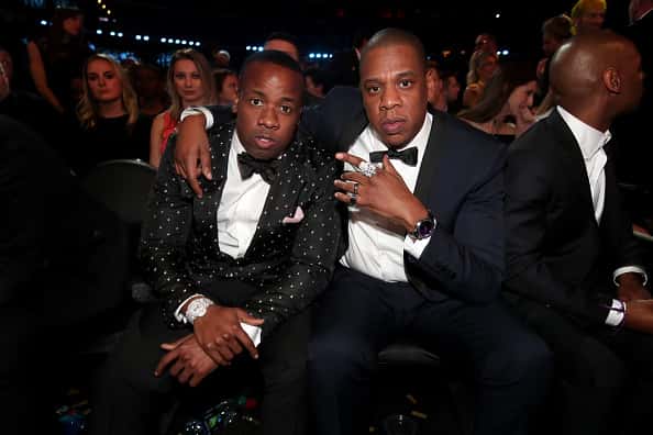 Hip Hop Artists Yo Gotti and Jay-Z during The 59th GRAMMY Awards at STAPLES Center on February 12
