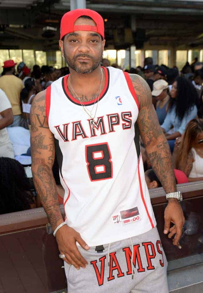 Jim Jones wearing red and white jersey with the number 8 on it