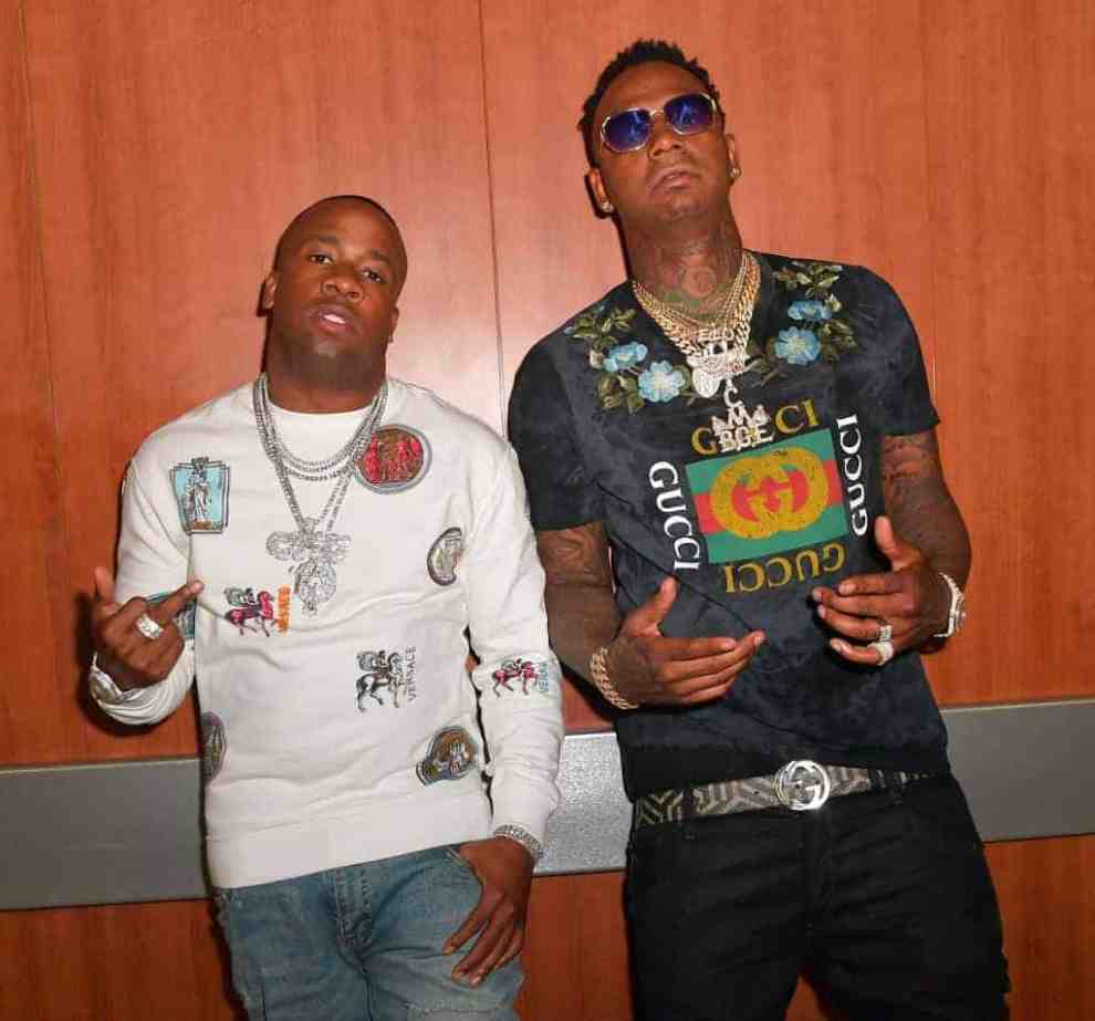 (left) Yo Gotti (right) Moneybagg Yo posted up against a wall.