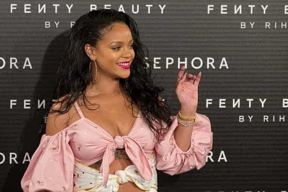 Singer Rihanna attends the 'Fenty Beauty' photocall at Callao cinema on September 23