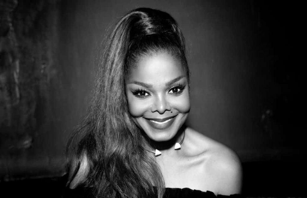Janet Jackson black and white portrait