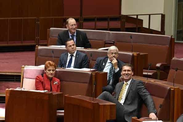 Senators Pauline Hanson (front left)