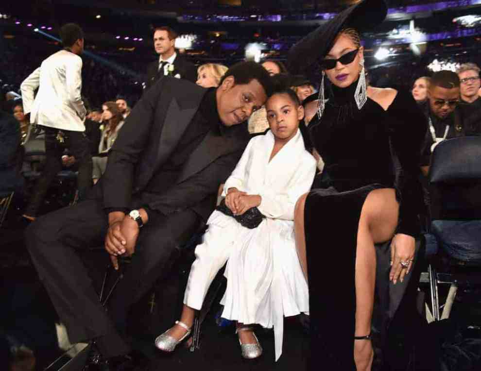 Jay Z & Beyoncé and Blue Ivy attend the 60th Annual GRAMMY Awards