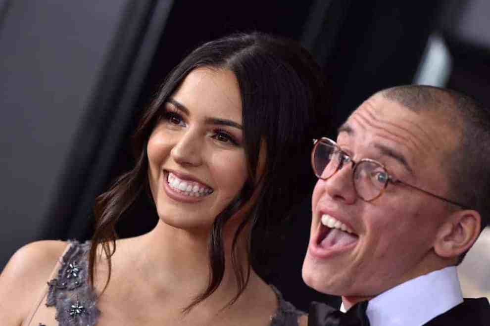 Logic and Jessica Andrea arrive at the 60th Annual GRAMMY Awards