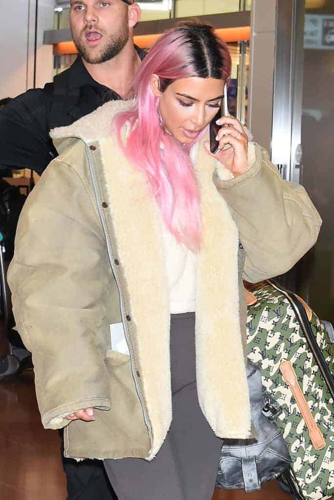 Kim Kardashian with pink hair