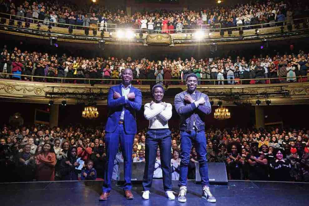 Author Ta-Nehisi Coates with Black Panther stars Chadwick Boseman