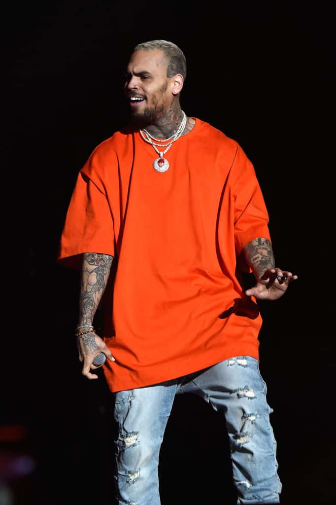 Chris Brown performs during Demi Lovato 'Tell Me You Love Me' World Tour at The Forum on March 2