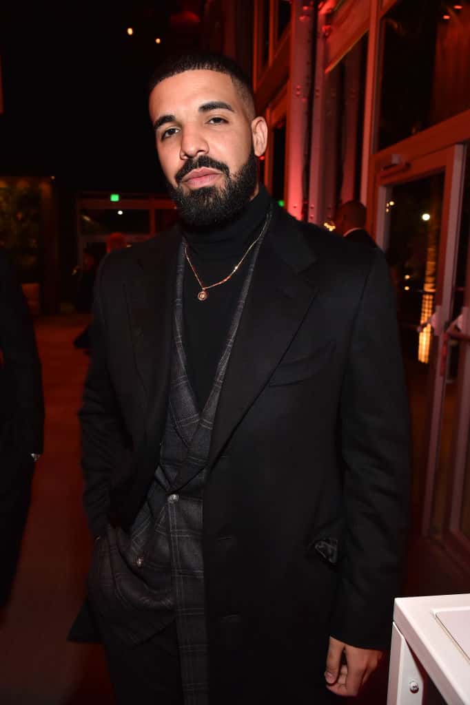 Drake wearing all black tux