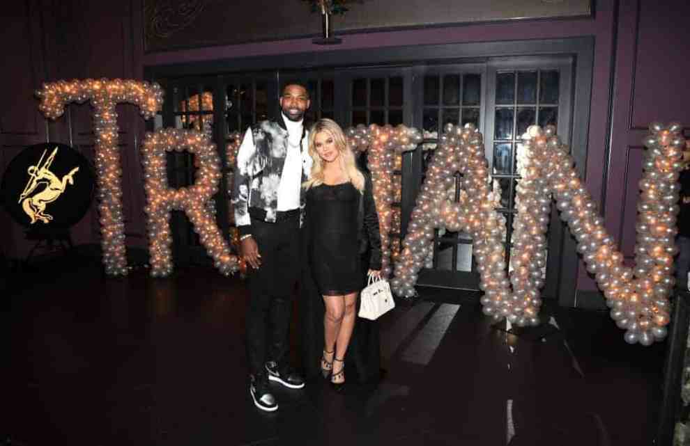 Tristan Thompson and Khloe Kardashian at a party.