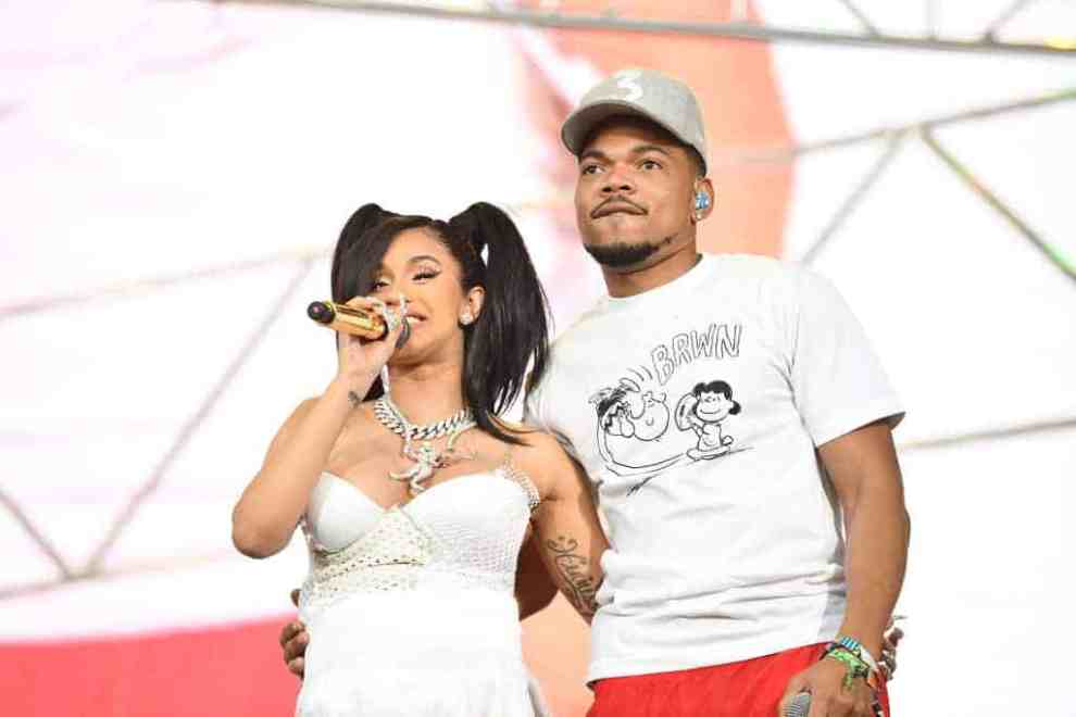 Cardi B and Chance the Rapper on stage