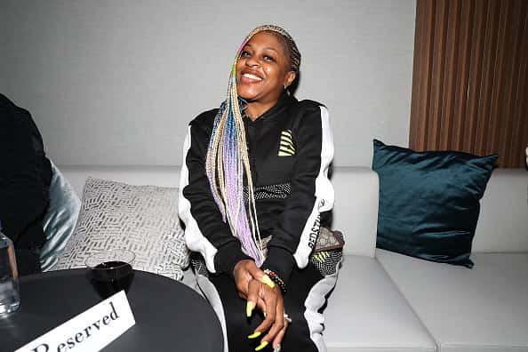 Lil Mo attends "Think Free" New York screening at universal Records Building on April 24