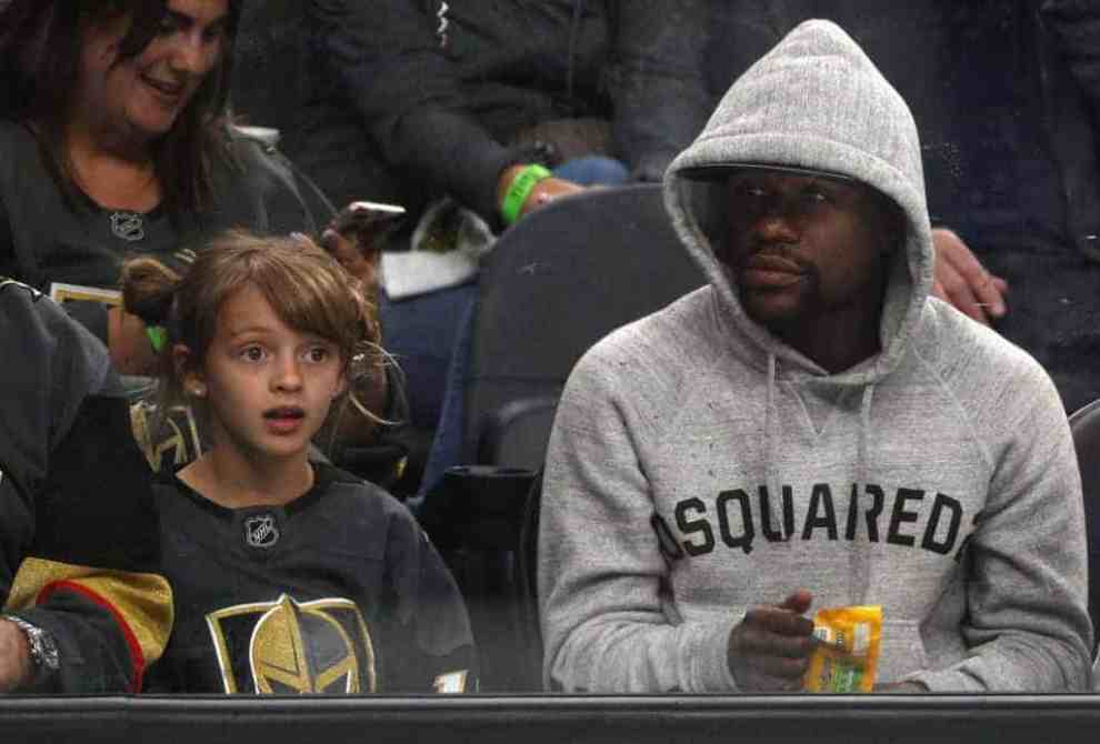 Mayweather attends Game One of the 2018 NHL Stanley Cup Final between the Washington Capitals and the Vegas Golden Knights